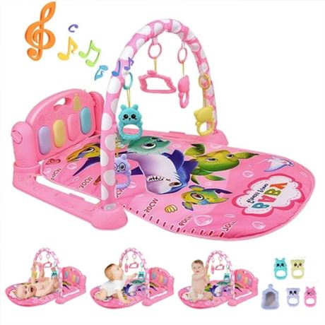 SLLINGLUO 3-in-1 Musical Baby Play Mat (Pink)
