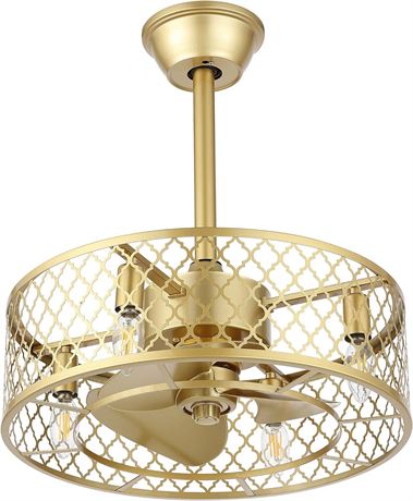 WINGBO 20" Gold Fan with Lights & Remote