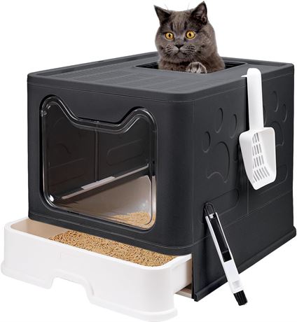 Foldable Cat Litter Box, Top Entry, Large