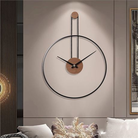 Wall Clock, Metal & Walnut, 24.4"X17.7"
