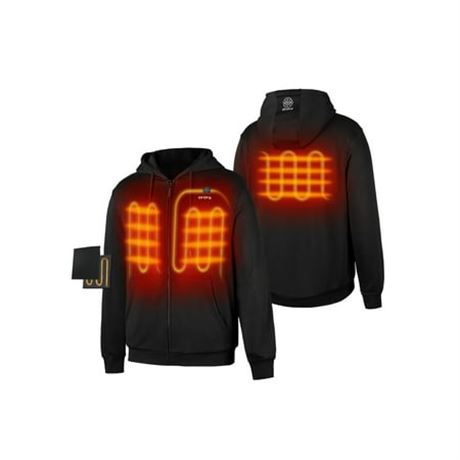 Large ORORO Heated Hoodie with Battery (Black,L)