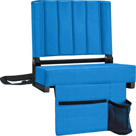 Blue Padded Stadium Seat with Back Support