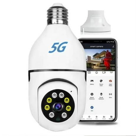 5G Wifi Surveillance Camera, E27 Light Bulb