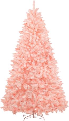 8FT Pink Snow Flocked Tree, 1368 Tips