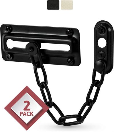 Chain Door Guard with Lock, 2 Pack (Black)