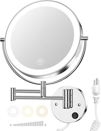 Gospire 9in Lighted Vanity, 1X/10X Mag, Chrome
