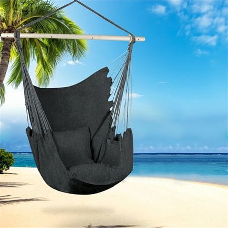 Hammock Chair Swing with Metal Bar & Cushions