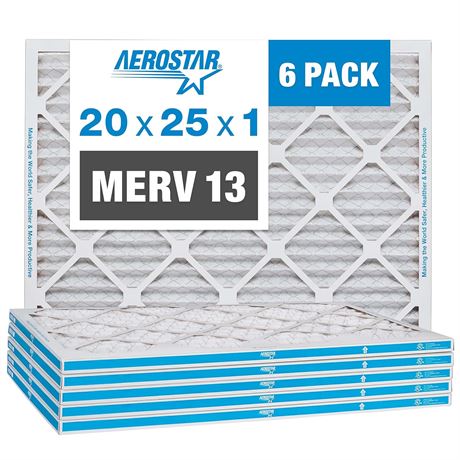 Aerostar MERV 13 Filter, 6pk (20x25x1)