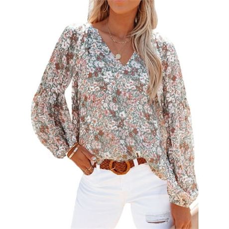 Chase Secret Floral Puff Sleeve Boho Tops