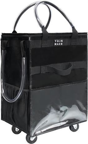Reusable Grocery Bag On Wheels, Medium, Black