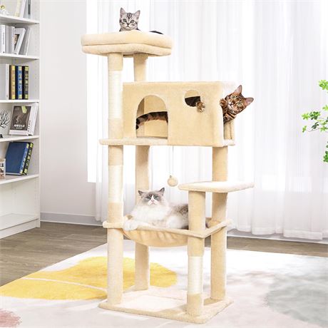53" Meow Sir Cat Tree, Large Cats, Beige