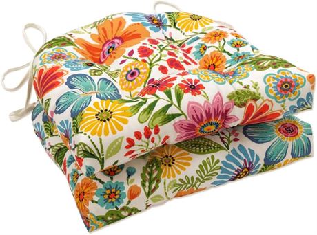Set of 2 Bright Floral Chair pad 15.5" x 16"