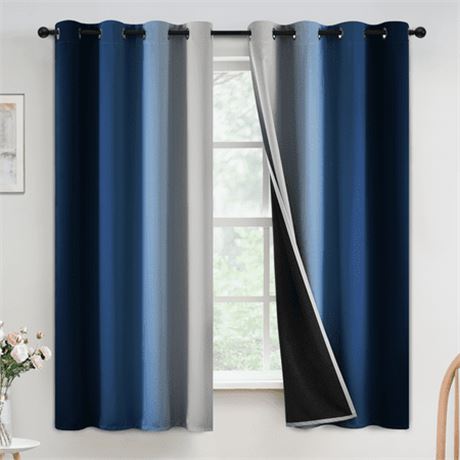 Yakamok Blackout Curtains, Blue 52x63 inch