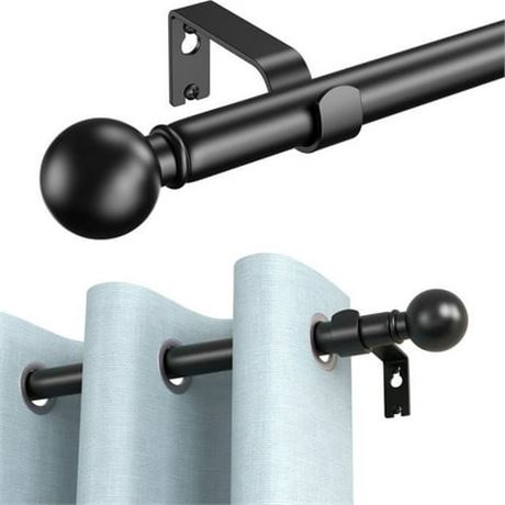 Adjustable Curtain Rods, 6/8", 1.5-8ft, Black