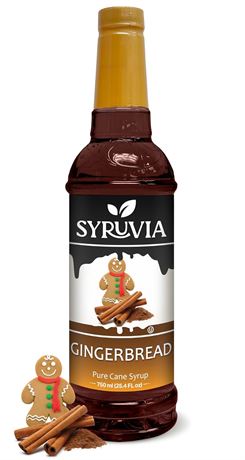 Syruvia Gingerbread Syrup, 25.4 fl oz, Gluten Free