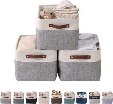 DECOMOMO Baskets, 3 Pack, Grey/White, Large