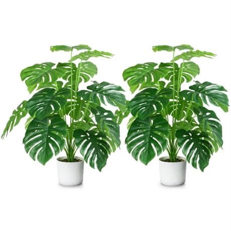 2PCS Artificial Monstera, 28'' with 18 Leaves