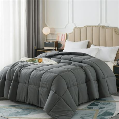 Downcool Full/Queen Comforter, Gray, 88x92in