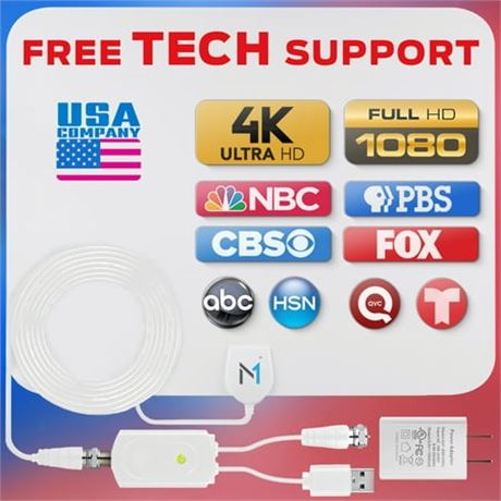 HDTV Indoor Antenna with 16.5ft Coax Cable