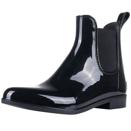 Size 7 Litfun Ankle Rain Boots, Black, Size 7