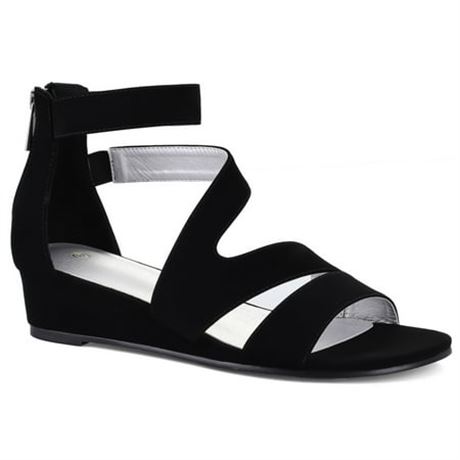 Size 8  Black Nubuck Pu Open Toe Sandals 8M
