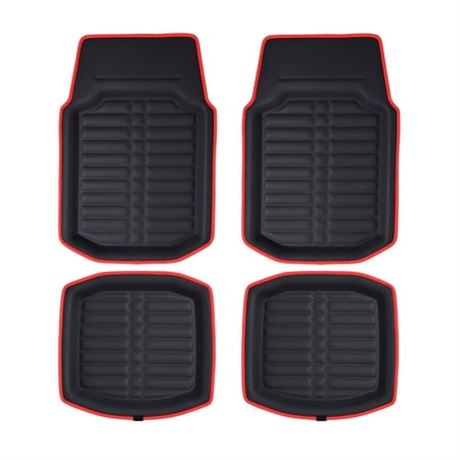 PU Leather Floor Mats: Auto/Car/SUV/Van - Red