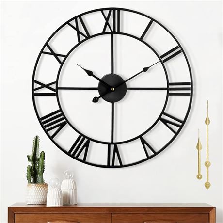 Large Wall Clock, Black, 32 Inches