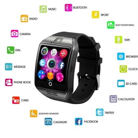 Smartwatch for Android & iOS w/ Camera, Sim