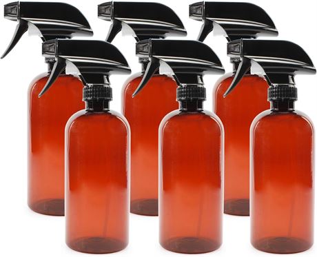 16oz Amber Plastic Spray Bottles (6-pack)