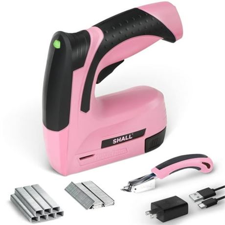 SHALL 2 in 1 Electric Staple Gun, Pink, 4V