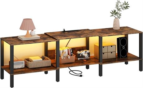 LED TV Stand, Wood Console, Rustic Brown