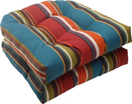 Stripe Seat Cushion 19x19 Red/Brown, 4Ct