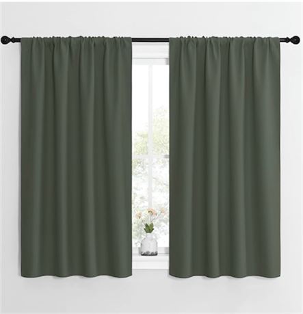 **Set Of 2** NICETOWN Kitchen Curtains, Green, 42W, 54L
