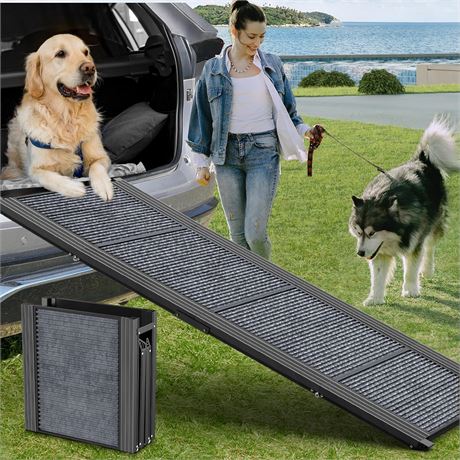 63" Dog Ramp for Car - Non-Slip, Up to 250LBS