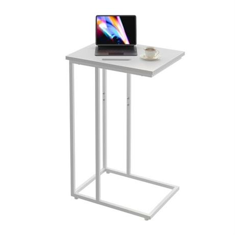 C Shaped End Table, White - For Sofa/Bed