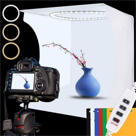 DUCLUS 12x12in Photo Studio Box with 80 LEDs