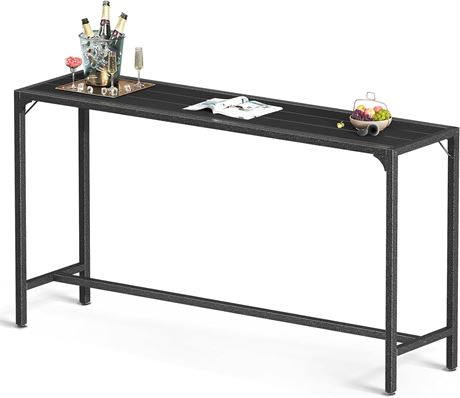 ODK 63" Outdoor Bar Table, Weatherproof, Black