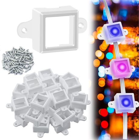 72-Set Mounting Bracket Kit For Govee Outdoor Lights H705 – Waterproof LED Light Clips With Screws, White, Prevents Falling, Fits 100Ft String, Easy Install