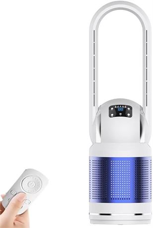 Tower fan with air purifier, bladeless
