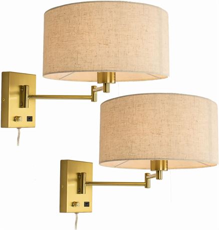 Bronze Wall Sconces - Dimmable Swing Arm