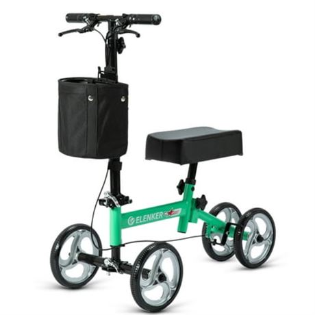 ELENKER Economy Knee Scooter, Foldable, Green