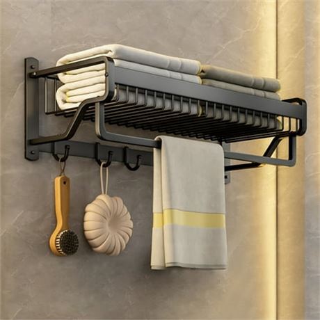 Mounted Foldable Towel Rack with Bar Hooks