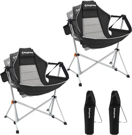 KingCamp Swinging Camping Chair, 2 Pack, Black