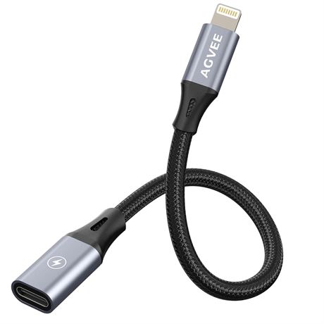 2 Pack 4" AGVEE USB-C to Lightning, Gray