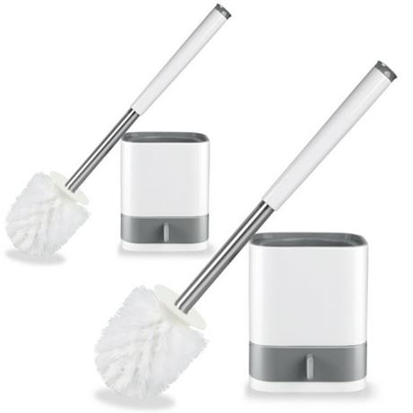 2 Pack BCOOSS Toilet Bowl Brush and Caddy Set