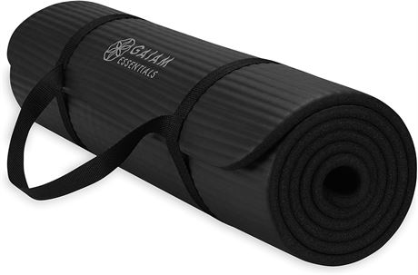 Gaiam Yoga Mat 72"L x 24"W with Strap, Black