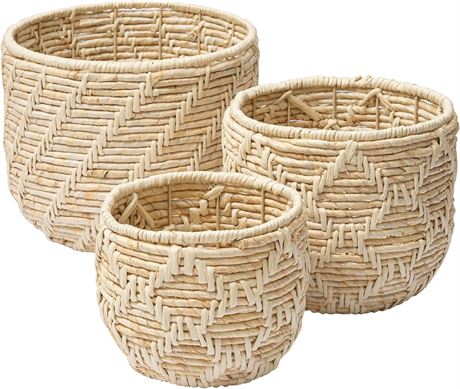 Maize Baskets Set of 3, Round, Med and Small