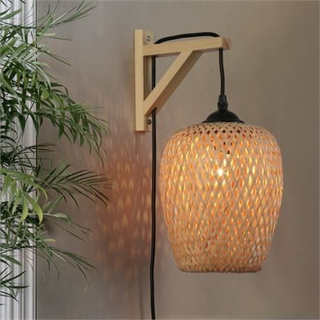 Bamboo Pendant Light - Rustic Rattan Shade