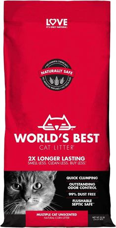 WORLD'S BEST CAT LITTER, Unscented, 32lb, USA