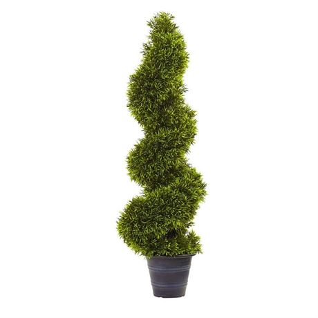 3ft Artificial Grass Spiral Topiary & Planter